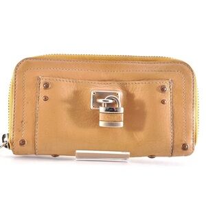 Chloe Tan Leather Wallet with Silver Padlock